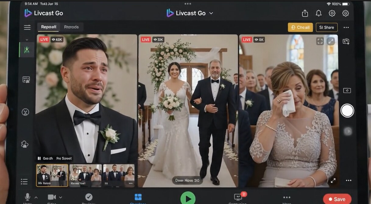 LivCast directing a wedding